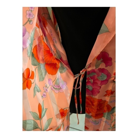 Vintage VS Embroidered Floral Chiffon Kimono M - Picture 6 of 12